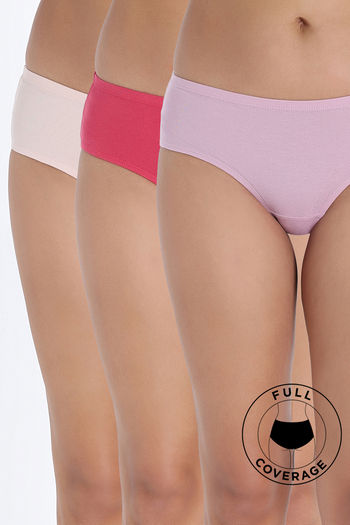 Buy Zivame Regular Rise Full Coverage Hipster Panty (Pack of 3) - Multicolor